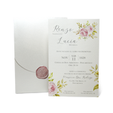 Partecipazione Matrimonio rettangolare con Rose  - Codice F1762